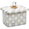 MACKENZIE-CHILDS Enamel Recipe Box, Index Card Box with Lid, Includes 40 Recipe Cards, Gray-and-White Sterling Check(Sterling Check)