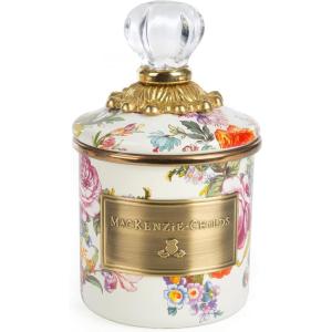 MACKENZIE-CHILDS Mini Enamel Canister, Kitchen Storage Container for Sugar or Loose-Leaf Tea, 14 Ounces, White Flower Market
