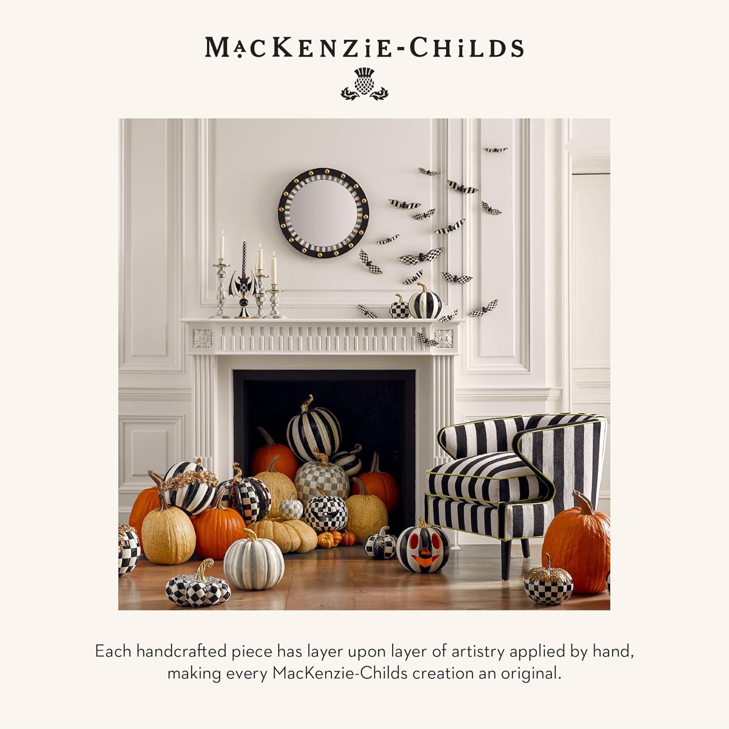 imageMACKENZIECHILDS Courtly Check Illuminated JackOLantern BlackandWhite LightUp Pumpkin Decor for Halloween