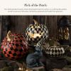 MACKENZIE-CHILDS Courtly Check Illuminated Jack-O’-Lantern, Black-and-White Light-Up Pumpkin Decor for Halloween