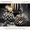 MACKENZIE-CHILDS Courtly Check Illuminated Jack-O’-Lantern, Black-and-White Light-Up Pumpkin Decor for Halloween