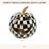 MACKENZIE-CHILDS Courtly Check Illuminated Jack-O’-Lantern, Black-and-White Light-Up Pumpkin Decor for Halloween