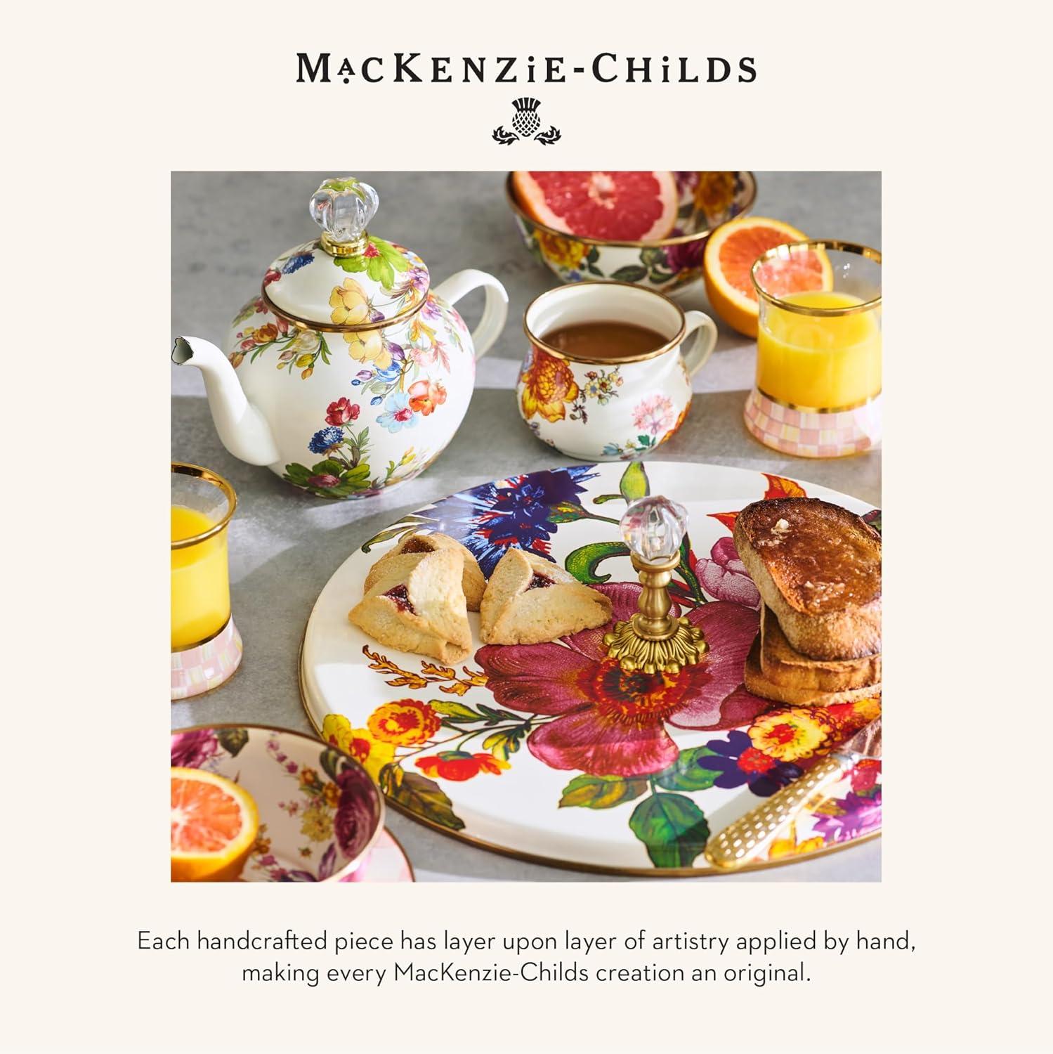 image:imageMACKENZIECHILDS Enamel Serving Bowl Serveware and Kitchen Decor Wild Rose WhiteFlower Market White