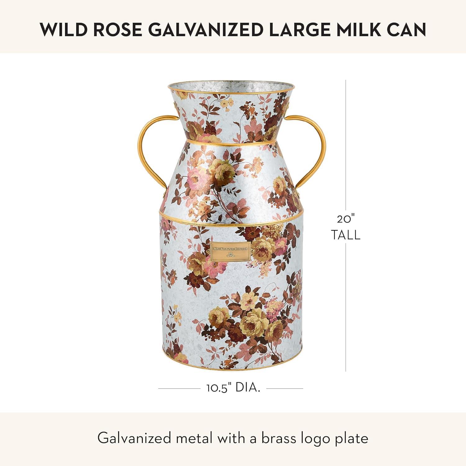 image:imageMACKENZIECHILDS Galvanized Milk Can Decorative Metal Vase Farmhouse Decor Large Wild RoseWild Rose