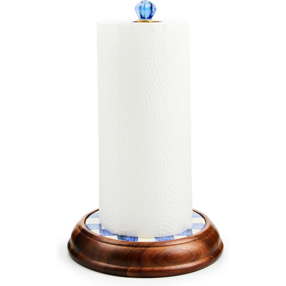 image:imageMACKENZIECHILDS Wood Paper Towel Holder Decorative Paper Towel Holder for Kitchen BrownandWhite Mocha CheckRoyal Check
