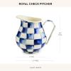 MACKENZIE-CHILDS Enamel Pitcher with Spout for Water, Cut Flowers, and Home Decor, 3 Quarts, Brown-and-White Mocha Check(Royal Check)