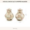 MACKENZIE-CHILDS Enamel Salt and Pepper Shakers, Kitchen Table Spice Shaker Set, Brown-and-White Mocha Check, Large(Mocha Check)
