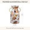 MACKENZIE-CHILDS Galvanized Milk Can, Decorative Metal Vase, Farmhouse Decor, Large, Wild Rose(Wild Rose)