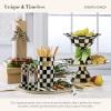 MACKENZIE-CHILDS Wood Paper Towel Holder, Decorative Paper Towel Holder for Kitchen, Brown-and-White Mocha Check(Courtly Check)
