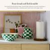 MACKENZIE-CHILDS Wood Paper Towel Holder, Decorative Paper Towel Holder for Kitchen, Brown-and-White Mocha Check(Emerald Check)