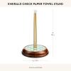 MACKENZIE-CHILDS Wood Paper Towel Holder, Decorative Paper Towel Holder for Kitchen, Brown-and-White Mocha Check(Emerald Check)