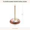 MACKENZIE-CHILDS Wood Paper Towel Holder, Decorative Paper Towel Holder for Kitchen, Brown-and-White Mocha Check(Flower Market White)