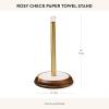 MACKENZIE-CHILDS Wood Paper Towel Holder, Decorative Paper Towel Holder for Kitchen, Brown-and-White Mocha Check(Rosy Check)
