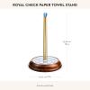 MACKENZIE-CHILDS Wood Paper Towel Holder, Decorative Paper Towel Holder for Kitchen, Brown-and-White Mocha Check(Royal Check)