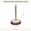 MACKENZIE-CHILDS Wood Paper Towel Holder, Decorative Paper Towel Holder for Kitchen, Brown-and-White Mocha Check(Sterling Check)