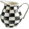 MACKENZIE-CHILDS Enamel Pitcher with Spout for Water, Cut Flowers, and Home Decor, 3 Quarts, Brown-and-White Mocha Check(Courtly Check)