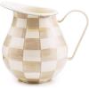 MACKENZIE-CHILDS Enamel Pitcher with Spout for Water, Cut Flowers, and Home Decor, 3 Quarts, Brown-and-White Mocha Check(Mocha Check)