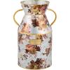 MACKENZIE-CHILDS Galvanized Milk Can, Decorative Metal Vase, Farmhouse Decor, Large, Wild Rose(Wild Rose)