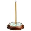 MACKENZIE-CHILDS Wood Paper Towel Holder, Decorative Paper Towel Holder for Kitchen, Brown-and-White Mocha Check(Emerald Check)