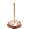 MACKENZIE-CHILDS Wood Paper Towel Holder, Decorative Paper Towel Holder for Kitchen, Brown-and-White Mocha Check(Flower Market White)