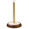 MACKENZIE-CHILDS Wood Paper Towel Holder, Decorative Paper Towel Holder for Kitchen, Brown-and-White Mocha Check(Rosy Check)