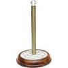 MACKENZIE-CHILDS Wood Paper Towel Holder, Decorative Paper Towel Holder for Kitchen, Brown-and-White Mocha Check(Sterling Check)