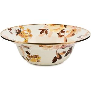 MACKENZIE-CHILDS Enamel Serving Bowl, Serveware and Kitchen Decor, Wild Rose White(White Wild Rose)
