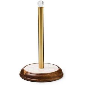 MACKENZIE-CHILDS Wood Paper Towel Holder, Decorative Paper Towel Holder for Kitchen, Brown-and-White Mocha Check(Rosy Check)