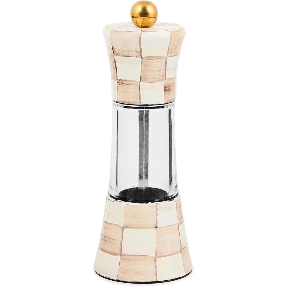 image:imageMACKENZIECHILDS Enamel Grinder Refillable Manual Salt Grinder and Pepper Grinder BlueandWhite Royal CheckMocha Check