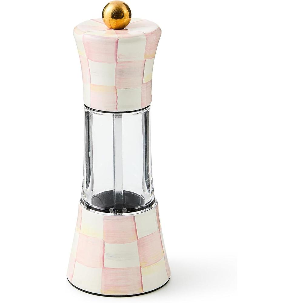 image:imageMACKENZIECHILDS Enamel Grinder Refillable Manual Salt Grinder and Pepper Grinder BlueandWhite Royal CheckRosy Check
