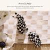 MACKENZIE-CHILDS Bunny Salt and Pepper Shaker Set, Ceramic Salt and Pepper Holders, Black-and-White Courtly Check