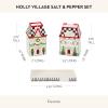 MACKENZIE-CHILDS Ceramic Salt and Pepper Shaker Set, Salt and Pepper Holders, Holly Village