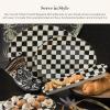 MACKENZIE-CHILDS Enamel Baguette Dish, Serving Dish for Sliced French Baguette Bread, Black-and-White Courtly Check(Courtly Check)