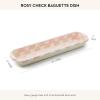 MACKENZIE-CHILDS Enamel Baguette Dish, Serving Dish for Sliced French Baguette Bread, Black-and-White Courtly Check(Rosy Check)