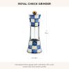 MACKENZIE-CHILDS Enamel Grinder, Refillable Manual Salt Grinder and Pepper Grinder, Blue-and-White Royal Check(Blue)