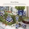 MACKENZIE-CHILDS Enamel Grinder, Refillable Manual Salt Grinder and Pepper Grinder, Blue-and-White Royal Check(Blue)