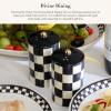 MACKENZIE-CHILDS Farmhouse Salt and Pepper Shaker Set, Ceramic Salt and Pepper Holders, Black-and-White Courtly Check
