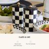 MACKENZIE-CHILDS Farmhouse Salt and Pepper Shaker Set, Ceramic Salt and Pepper Holders, Black-and-White Courtly Check