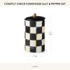 MACKENZIE-CHILDS Farmhouse Salt and Pepper Shaker Set, Ceramic Salt and Pepper Holders, Black-and-White Courtly Check
