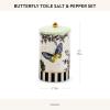 MACKENZIE-CHILDS Farmhouse Salt and Pepper Shaker Set, Ceramic Salt and Pepper Holders, Butterfly Toile