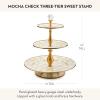 MACKENZIE-CHILDS Three-Tier Sweet Stand, Tiered Serving-Tray Stand, Brown-and-White Mocha Check