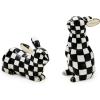 MACKENZIE-CHILDS Bunny Salt and Pepper Shaker Set, Ceramic Salt and Pepper Holders, Black-and-White Courtly Check