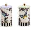 MACKENZIE-CHILDS Farmhouse Salt and Pepper Shaker Set, Ceramic Salt and Pepper Holders, Butterfly Toile