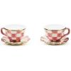 MACKENZIE-CHILDS Rosy Check Teacup Salt & Pepper Set