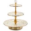 MACKENZIE-CHILDS Three-Tier Sweet Stand, Tiered Serving-Tray Stand, Brown-and-White Mocha Check