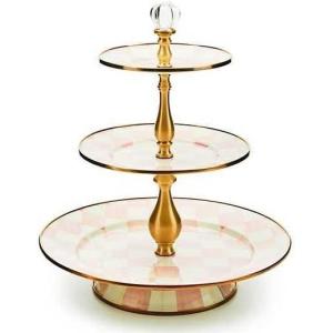 MACKENZIE-CHILDS Rosy Check Three Tier Sweet Stand