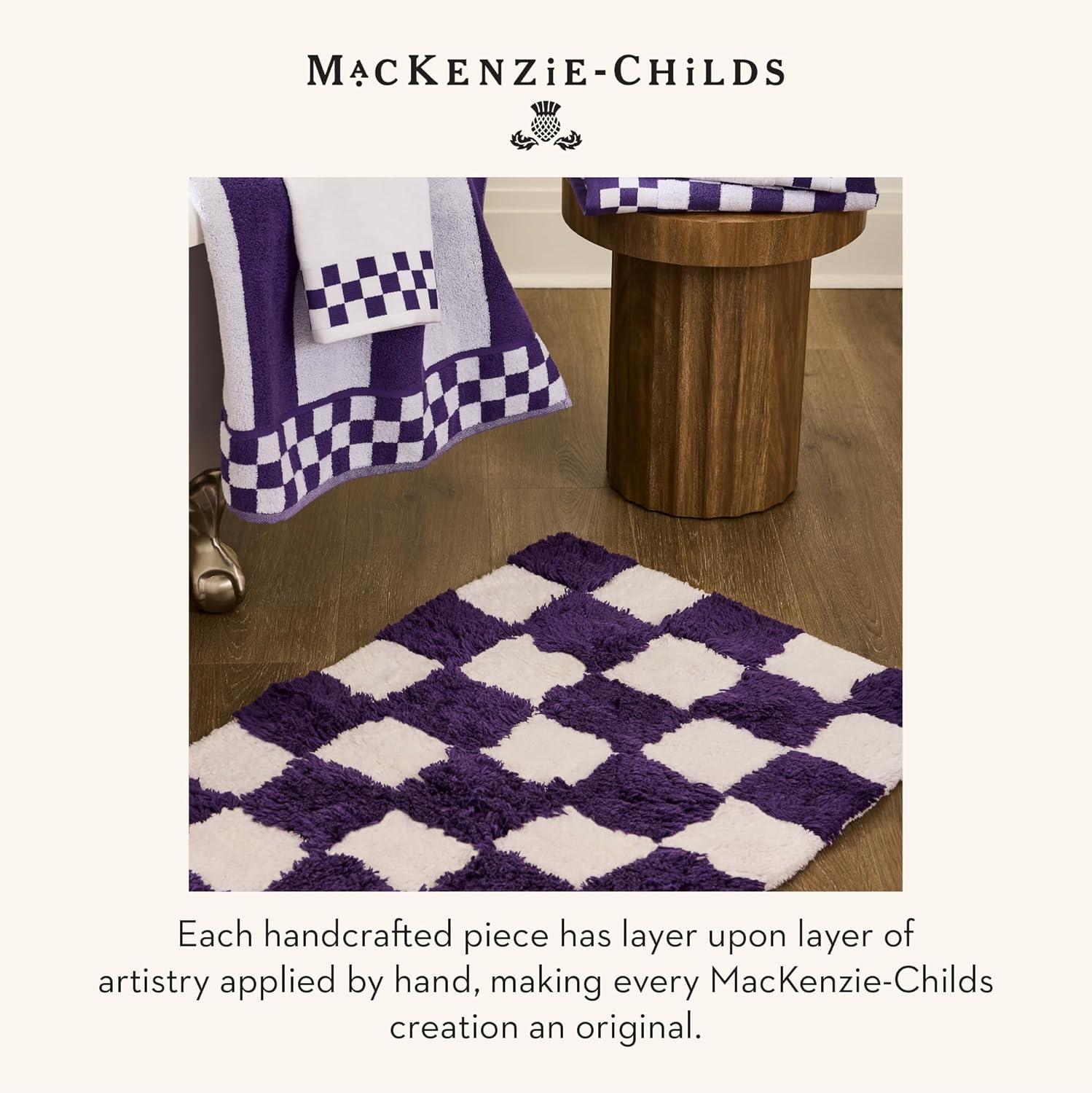 image:imageMACKENZIECHILDS Hand Towel Cute Decorative Hand Towel for Bathroom and Kitchen Rainbow Micro CheckPlum Stripe