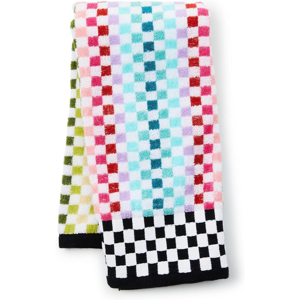 image:imageMACKENZIECHILDS Hand Towel Cute Decorative Hand Towel for Bathroom and Kitchen Rainbow Micro CheckRainbow Micro Check