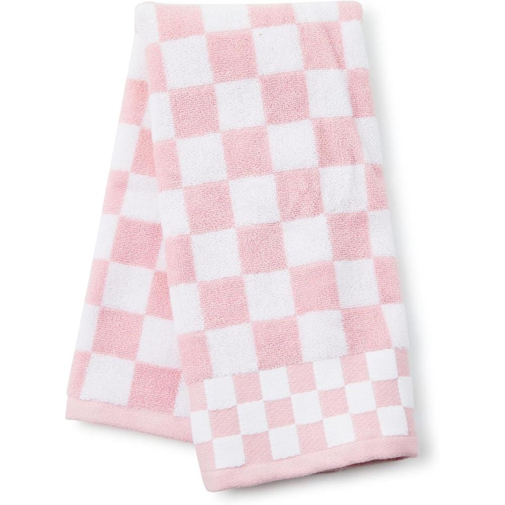 image:imageMACKENZIECHILDS Hand Towel Cute Decorative Hand Towel for Bathroom and Kitchen Rainbow Micro CheckRosy Check