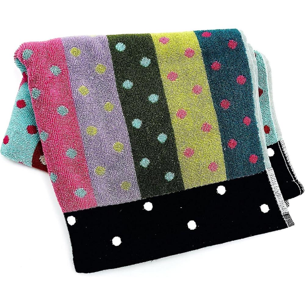 image:imageMACKENZIECHILDS Hand Towel Cute Decorative Hand Towel for Bathroom and Kitchen Rainbow Micro CheckStripe and Dot Confetti